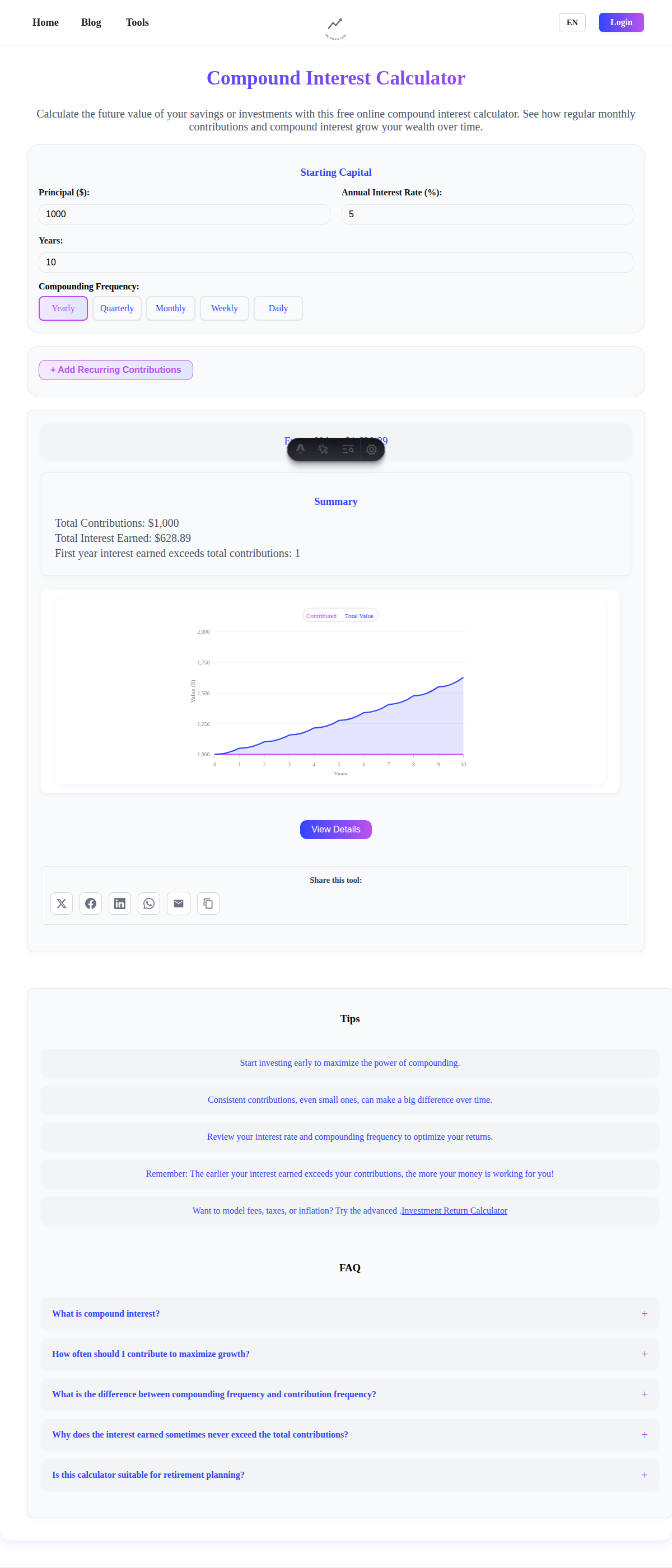 Kindern das Investieren beibringen: Vermögen wachsen lassen und Zinseszins - Interactive Calculator